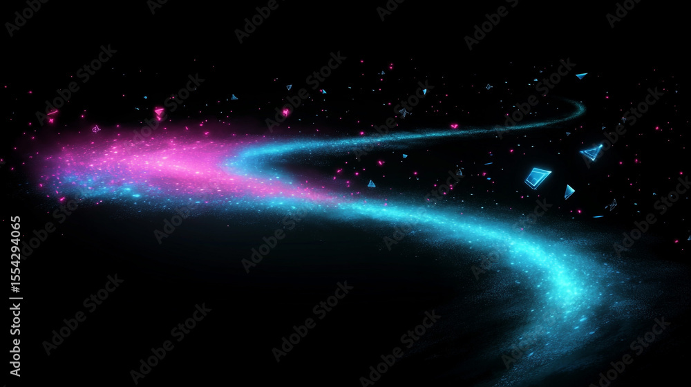 Poster ethereal light trails create a vibrant, dynamically flowing pattern symbolizing speed, energy, and c