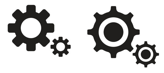 Gear icon set. Gear Settings symbol, cogwheel. Functions symbol. Settings icon vector Illustration