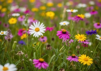 Field of colorful wildflowers in bloom