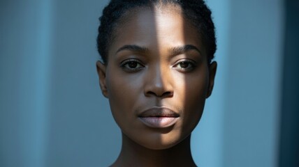 Obraz premium Portrait of young african female with light and shadow play