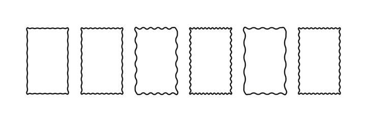 Hand-Drawn Wavy Rectangle Frames Set – Decorative Doodle Borders Isolated on White Background