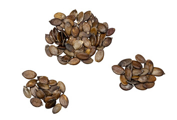 Pumpkin seeds isolated on a white background, contour
