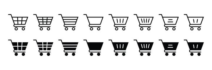 E-commerce Shopping Cart Icons - Versatile and Minimalist Vector Collection