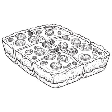 Detroit Pizza black Vector.  Detroit Style Pizza black vector  bundle. Detroit Style Pizza black vector, illustration, lineart 