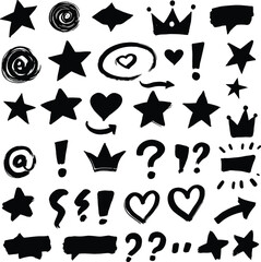 Abstract Black Brushstroke Symbols - Dynamic Digital Art Collection