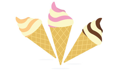 Creamy vanilla chocolate cones ice cream frozen dessert food ice cream