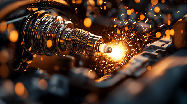 A spark from a spark plug is seen in the image