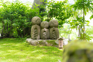 地蔵　笑顔　花　あじさい