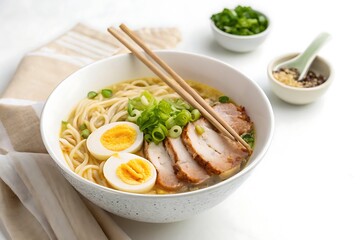 Bowl of ramen with chopsticks in it