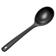 Black Serving Spoon Kitchen Utensil Cooking Tool Plastic Spoon Restaurant Supply on transparent background
