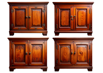 Antique cabinet restoration workshop woodblackwork close-up isolated on a transparent or white background.