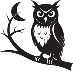Obraz premium Owl on Tree Branch Silhouette – mysterious and detailed