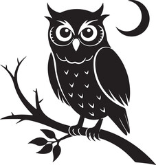 Owl on Tree Branch Silhouette – mysterious and detailed
