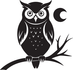 Owl on Tree Branch Silhouette – mysterious and detailed