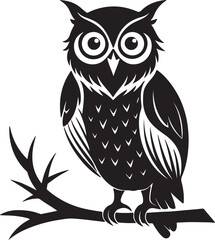 Owl on Tree Branch Silhouette – mysterious and detailed