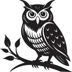 Obraz premium Owl on Tree Branch Silhouette – mysterious and detailed