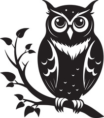 Owl on Tree Branch Silhouette – mysterious and detailed