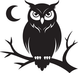 Owl on Tree Branch Silhouette – mysterious and detailed