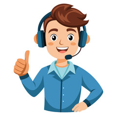 happy-young-male-agent-in-headset-giving-thumbs-up.eps