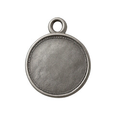 Antique Silver Token with Worn Texture and Round Loop, Cutout Transparent PNG
