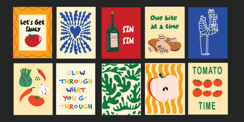 Summer-themed food and cocktail graphics for cheerful bistro promotions.


