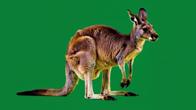 Kangaroo Isolated on Green Screen Background with Alpha Channel Seamless Animation