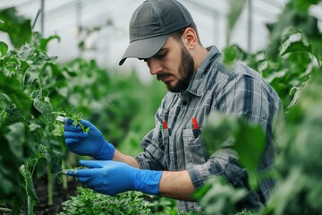 Field-crop agronomist performs his work professionally at his workplace, he loves his job very much