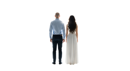 Two people looking towards the light