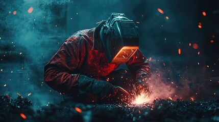 Welder is engaged in joining parts, metal structures, pipelines, products and containers of various forms