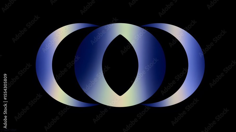 Poster abstract design featuring overlapping ovals with gradient blue hues on a black background