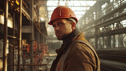 Builder in a construction helmet is involved in the construction of building