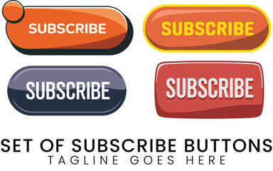 Shiny subscribe button collection in various vibrant colors and designs