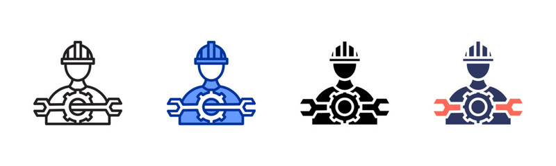 Obraz premium Worker icon sheet multiple style collection