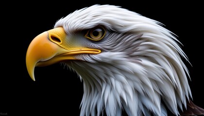 Obraz premium Majestic eagle with striking features against a dark background.
