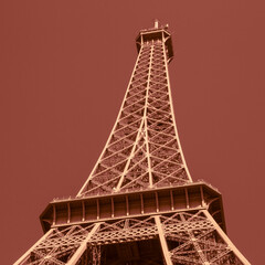 colored in chocolate color closeup photo of Eiffel tower in Paris