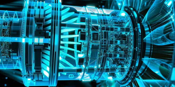 Transparent Digital Rendering of Modern Aviation Turbofan Engine