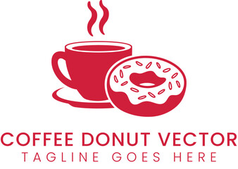 Coffee and donut illustration in pink, perfect for breakfast time.