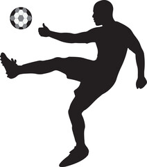 Silhouette of a football player running with the ball in action pose