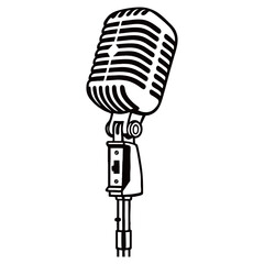 Fototapeta premium Silhouette image of microphone on white background