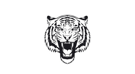 Obraz premium Detailed Tiger Face Illustration in Black and White with Pixelation on White Background Sketch Style Graphic Animal
