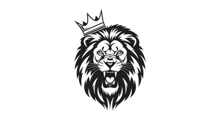 Detailed Illustration of a Majestic Lion with a Crown Symbolizing Strength and Royalty