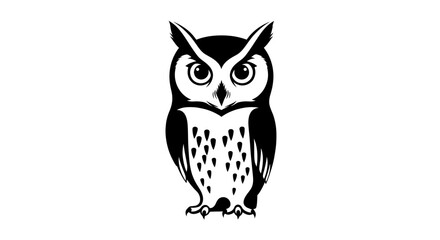 Obraz premium Detailed Black and White Illustration of an Owl with Dot Pattern Isolated on a White Background