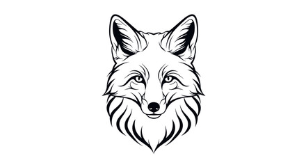 Fototapeta premium Detailed Illustration of a Fox Head with Sharp Features and Expressive Eyes in Artistic Style