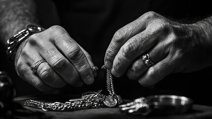 Master jeweler makes jewelry and repairs bracelets, rings and chains