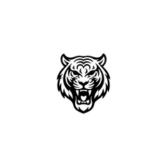 A collection of five high-quality black vector tiger illustrations in line art style. Featuring roaring tigers, sitting pose, and dynamic movement. Perfect for tattoo design, logos, mascot, decals, an