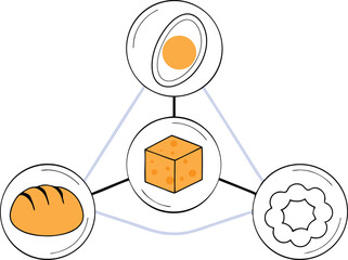 PrintMolecule-style diagrams where each atom is a food