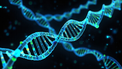 Microscopic view of dna double helix genetic code