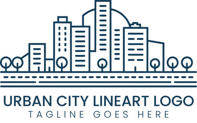 Minimalist city skyline illustration in modern linear style
