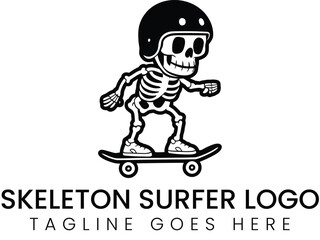 Vector skeleton rides skateboard, fun Halloween theme with helmet