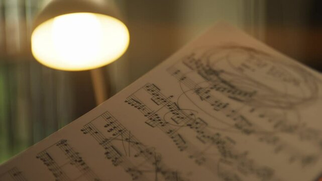 Close-Up of Marked Sheet Music with Handwritten Notes and Edits by a Musician &ndash; Songwriting and Composition Process